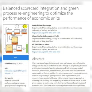 Read more about the article A Researcher from Kerbala University Present a Scientific Research for Balanced scorecard integration and green process reengineering to optimize the performance of economic units