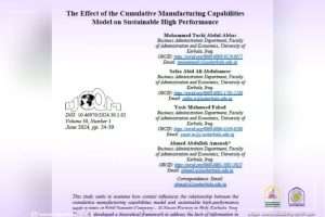 Read more about the article  researcher team from Kerbala University Present a Scientific Research For The Effect of the Cumulative Manufacturing Capabilities Model on Sustainable High Performance