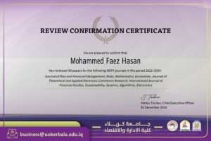 Read more about the article Faculty Member Receives Peer Reviewer Certificate from Swiss Publisher MDPI