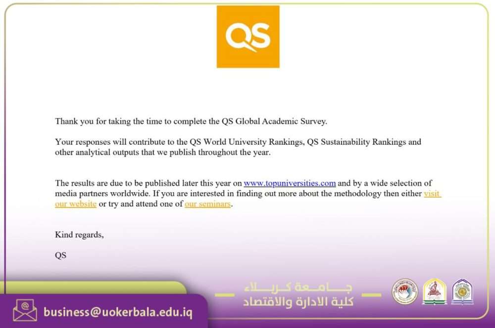 You are currently viewing University of Karbala Faculty Member Selected as a Reviewer for QS World University Rankings