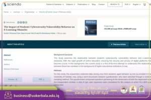 Read more about the article Professor Dr. Ali Abdul Hassan Abbas from the College of Administration and Economics at the University of Karbala Publishes a Research Paper on Cybersecurity in a Globally Indexed Journal