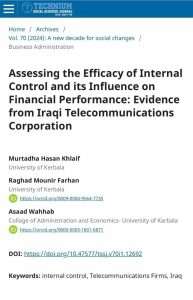 Read more about the article Faculty Members from the University of Karbala Publish a Scientific Research on Evaluating the Effectiveness of Internal Control and Its Impact on Financial Performance: Evidence from the Iraqi Telecommunications Sector