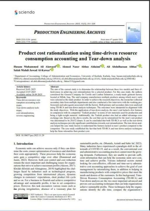 You are currently viewing A research team from the Department of Accounting, College of Administration and Economics, University of Karbala, under the supervision and planning of Prof. Dr. Salah Mahdi Jawad Al-Kawaz, Asst. Prof. Dr. Hussam Mohammed Ali Al-Aweed, Dr. Ahmed Nasser Al-Da’mi, and Prof. Dr. Ali Abdul Hassan Abbas Hassan, has published a paper in a journal indexed in Scopus Q1 with an impact factor of 6.3, and in Clarivate Q3 with an impact factor of 1.6, entitled: